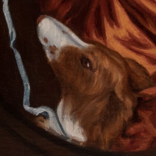 C1680 PORTRAIT OF A BOY GENTLEMAN AND PET DOG CIRCLE OF MARY BEALE C1633C1699 ANTIQUE OIL ON CANVAS PAINTING - ADDITIONAL PHOTO 6