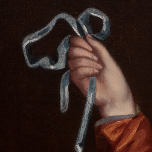 C1680 PORTRAIT OF A BOY GENTLEMAN AND PET DOG CIRCLE OF MARY BEALE C1633C1699 ANTIQUE OIL ON CANVAS PAINTING - ADDITIONAL PHOTO 7