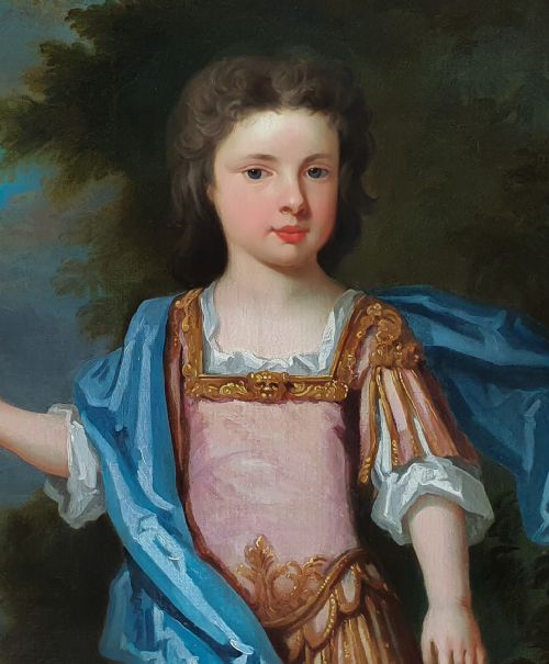 C1710 PORTRAIT OF YOUNG GENTLEMAN LORD GEORGE DOUGLAS WITH BOW AND ARROW ATTRIBUTED TO CHARLES D'AGAR 16691723 OIL ON CANVAS PAINTING - ADDITIONAL PHOTO 6