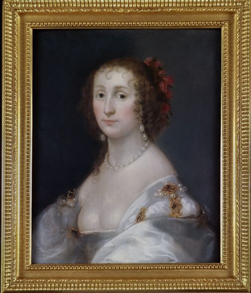 c1638 portrait of a lady diana cecil countess of elgin attributed to theodore russel 16141689 oil on panel painting - CATEGORY: ANTIQUE ART - DATED 17TH CENTURY