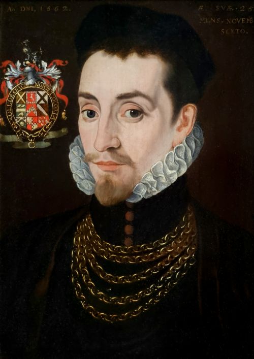 PORTRAIT OF AN ELIZABETHAN GENTLEMAN EDMUND HUDDLESTON DATED 1562 FOLLOWER OF GEORGE GOWER 15401596 OIL ON PANEL PAINTING - ADDITIONAL PHOTO 2
