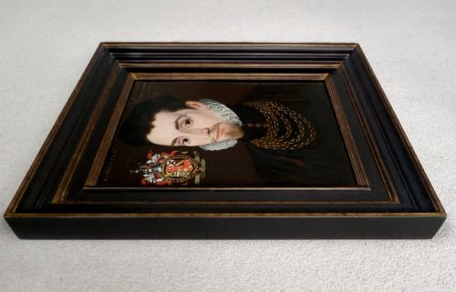 PORTRAIT OF AN ELIZABETHAN GENTLEMAN EDMUND HUDDLESTON DATED 1562 FOLLOWER OF GEORGE GOWER 15401596 OIL ON PANEL PAINTING - ADDITIONAL PHOTO 4