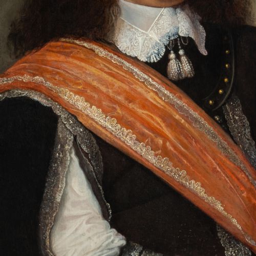 fig 4. c.1650 Portrait of a Gentleman with a Sash and Gloves; Circle of Bartholomeus van der Helst, Antique oil on panel painting
