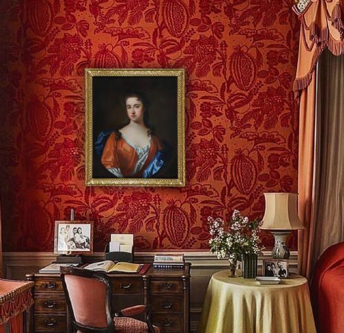 C1710 PORTRAIT OF A LADY IN A RUSSET SILK DRESS CIRCLE OF MICHAEL DAHL 16591743 ANTIQUE OIL ON CANVAS PAINTING - ADDITIONAL PHOTO 1