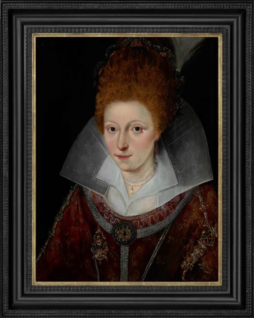 dated 1606 portrait of princess elizabeth later queen of bohemia circle of robert peake the elder c15511626 oil painting on panel - CATEGORY: ANTIQUE ART - DATED 17TH CENTURY