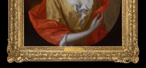 C1698 PORTRAIT OF LADY MARY CAPEL COUNTESS OF ESSEX IN YELLOW SILK DRESS RED MANTLE CIRCLE OF SIR GODFREY KNELLER OIL ON CANVAS PAINTING - ADDITIONAL PHOTO 5