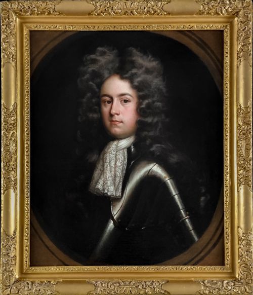 portrait of a gentleman in armour james cecil 4th earl of salisbury circle of willem wissing 16561687 oil on canvas painting - CATEGORY: ANTIQUE ART - DATED 17TH CENTURY
