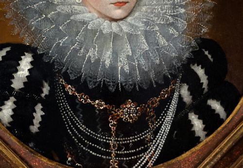 PORTRAIT OF A YOUNG LADY IN AN ELABORATE RUFF DATED 1617 CIRCLE OF FRANS POURBUS THE YOUNGER 15691622 OIL ON CANVAS PAINTING - ADDITIONAL PHOTO 5