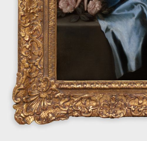 PORTRAIT OF CATHERINE MURRAY LATER COUNTESS OF DYSART BESIDE A PLINTH WITH PINK ROSES 17TH CENTURY AFTER SIR ANTHONY VAN DYCK OIL ON CANVAS PAINTING - ADDITIONAL PHOTO 10