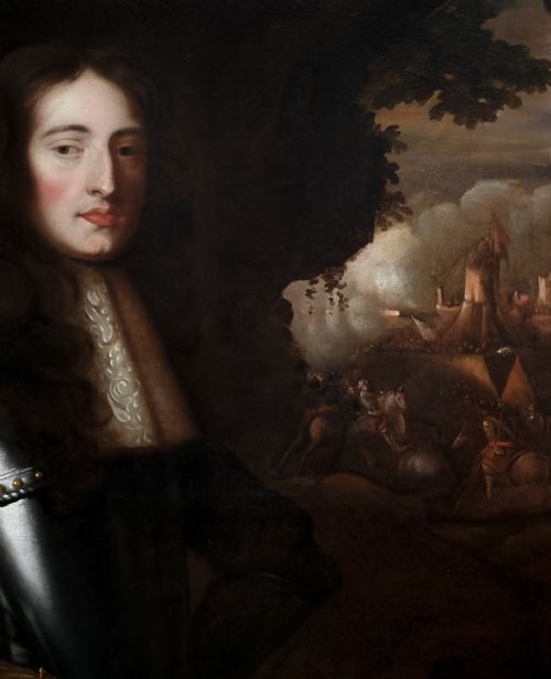 PORTRAIT OF WILLIAM OF ORANGE 16501702 LATER WILLIAM III BEFORE A BATTLEFIELD C1680 CIRCLE OF PETER LELY 16181680 OIL ON CANVAS PAINTING - ADDITIONAL PHOTO 3