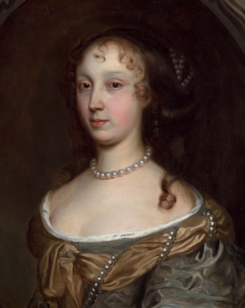 PORTRAIT OF A LADY IN A GREEN DRESS PEARL JEWELLERY C1660 STUDIO OF JOHN MICHAEL WRIGHT 16171694 OIL ON CANVAS PAINTING - ADDITIONAL PHOTO 4