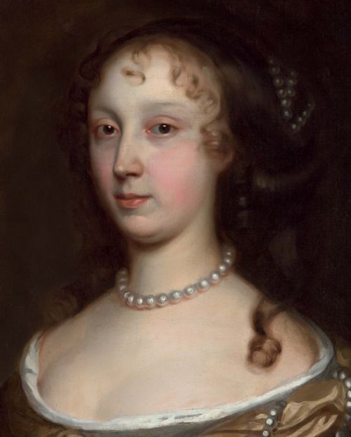 PORTRAIT OF A LADY IN A GREEN DRESS PEARL JEWELLERY C1660 STUDIO OF JOHN MICHAEL WRIGHT 16171694 OIL ON CANVAS PAINTING - ADDITIONAL PHOTO 5