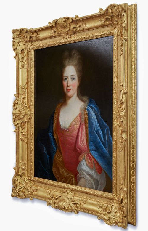 PORTRAIT OF A LADY PORTRAIT OF GENTLEMAN IN VELVET SILK ATTIRE C1700 CIRCLE OF NICOLAS DE LARGILLIERE 16561746 OIL ON CANVAS - ADDITIONAL PHOTO 3