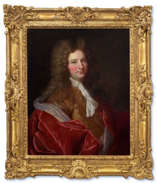 PORTRAIT OF A LADY PORTRAIT OF GENTLEMAN IN VELVET SILK ATTIRE C1700 CIRCLE OF NICOLAS DE LARGILLIERE 16561746 OIL ON CANVAS - ADDITIONAL PHOTO 4