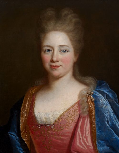 PORTRAIT OF A LADY PORTRAIT OF GENTLEMAN IN VELVET SILK ATTIRE C1700 CIRCLE OF NICOLAS DE LARGILLIERE 16561746 OIL ON CANVAS - ADDITIONAL PHOTO 7