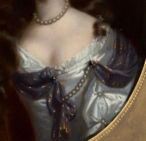 PORTRAIT OF A LADY ELIZABETH FANE COUNTESS WESTMORELAND IN SILVER DRESS C1667 CIRCLE OF JOHN MICHAEL WRIGHT 161794 OIL ON CANVAS PAINTING - ADDITIONAL PHOTO 9