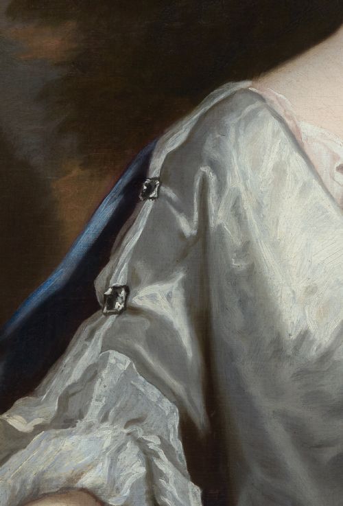 PORTRAIT OF A LADY IN WHITE DRESS AND BLUE MANTLE FRANCES LADY BERKELEY C1695 BY MICHAEL DAHL 16591743 OIL ON CANVAS PAINTING - ADDITIONAL PHOTO 3