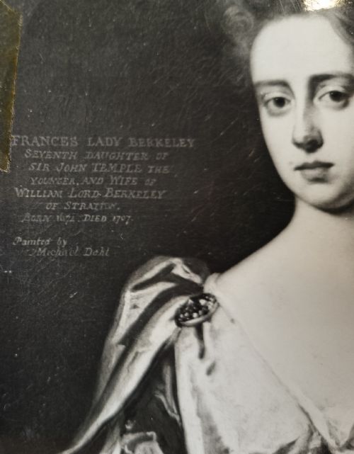 PORTRAIT OF A LADY IN WHITE DRESS AND BLUE MANTLE FRANCES LADY BERKELEY C1695 BY MICHAEL DAHL 16591743 OIL ON CANVAS PAINTING - ADDITIONAL PHOTO 9