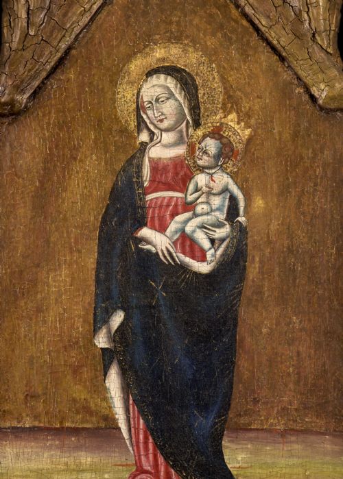 TRIPTYCH OF MADONNA AND CHILD ST MICHAEL ST ANTHONY 17TH CENTURY OIL PAINTING - ADDITIONAL PHOTO 2