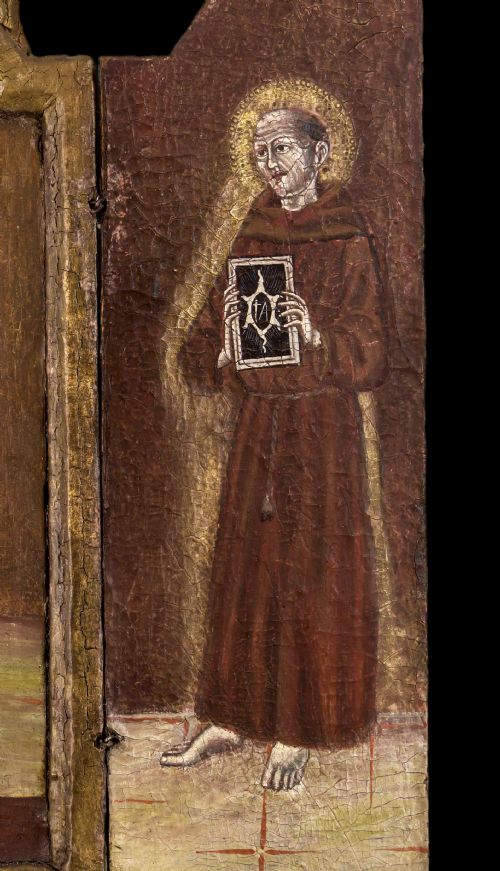 TRIPTYCH OF MADONNA AND CHILD ST MICHAEL ST ANTHONY 17TH CENTURY OIL PAINTING - ADDITIONAL PHOTO 6
