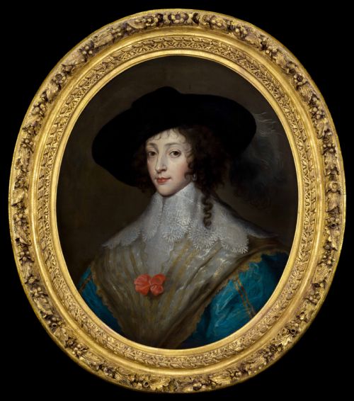 portrait of a lady queen henrietta maria in riding dress and hat c1640 studio of sir anthony van dyck 15991641 oil on canvas painting - CATEGORY: ANTIQUE ART - DATED 17TH CENTURY
