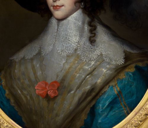 PORTRAIT OF A LADY QUEEN HENRIETTA MARIA IN RIDING DRESS AND HAT C1640 STUDIO OF SIR ANTHONY VAN DYCK 15991641 OIL ON CANVAS PAINTING - ADDITIONAL PHOTO 7