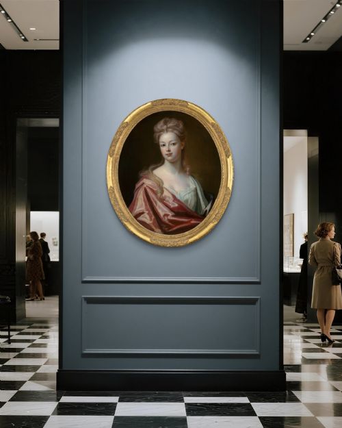 PORTRAIT OF A LADY ELIZABETH WRAY IN A SILK DRESS PINK WRAP C1698 CIRCLE OF MICHAEL DAHL OIL ON CANVAS - ADDITIONAL PHOTO 2