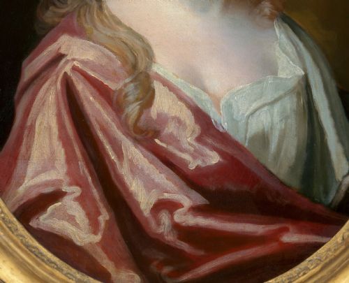 PORTRAIT OF A LADY ELIZABETH WRAY IN A SILK DRESS PINK WRAP C1698 CIRCLE OF MICHAEL DAHL OIL ON CANVAS - ADDITIONAL PHOTO 7