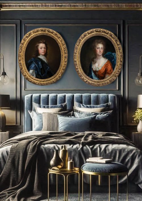 PORTRAIT OF A GENTLEMAN WITH BLUE CLOAK PORTRAIT OF A LADY IN RUSSET DRESS C1697 BY THOMAS MURRAY 16631735 OIL ON CANVAS PAINTINGS - ADDITIONAL PHOTO 1