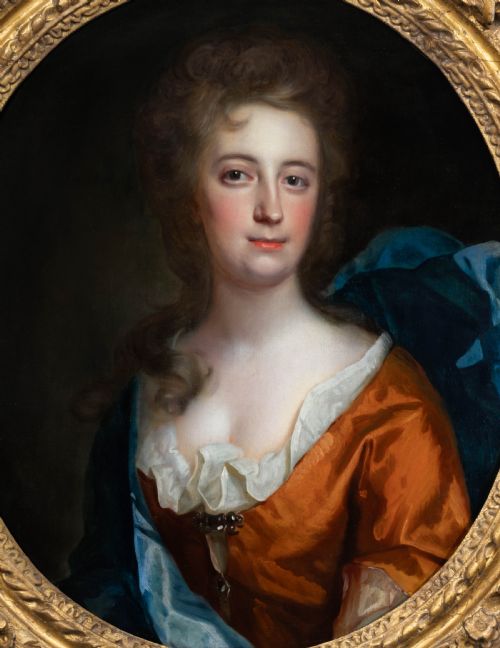 PORTRAIT OF A GENTLEMAN WITH BLUE CLOAK PORTRAIT OF A LADY IN RUSSET DRESS C1697 BY THOMAS MURRAY 16631735 OIL ON CANVAS PAINTINGS - ADDITIONAL PHOTO 11