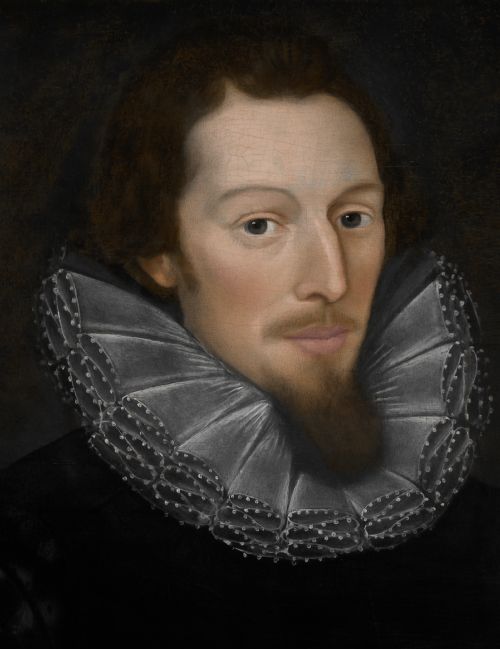 PORTRAIT OF SIR EDWARD EAST 15841657 LATER 1ST BARONET OF RADNAGE IN A BLACK DOUBLET AND LACE RUFF WITH THE ARMS OF THE EAST FAMILY ENGLISH SCHOOL C16051615 OIL ON PANEL PAINTING - ADDITIONAL PHOTO 2