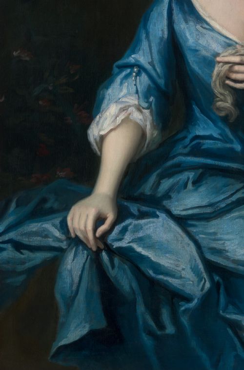 PORTRAIT OF MARY HOOPER NE DAVIE IN BLUE DRESS SEATED IN A PARKLAND C 17151725 JONATHAN RICHARDSON THE ELDER 16671745 OIL ON CANVAS PAINTING - ADDITIONAL PHOTO 6