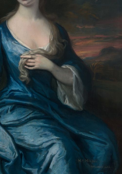 PORTRAIT OF MARY HOOPER NE DAVIE IN BLUE DRESS SEATED IN A PARKLAND C 17151725 JONATHAN RICHARDSON THE ELDER 16671745 OIL ON CANVAS PAINTING - ADDITIONAL PHOTO 8