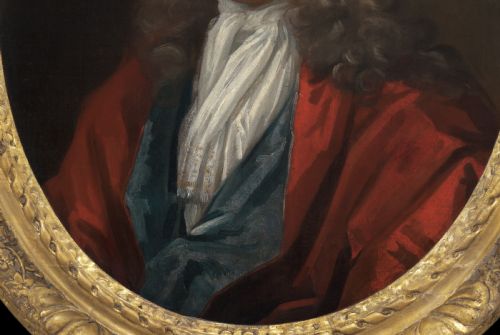 PORTRAIT OF A GENTLEMAN IN A RED COAT AND PERIWIG C17151725 STUDIO OF SIR GODFREY KNELLER 16461723 OIL ON CANVAS PAINTING - ADDITIONAL PHOTO 5