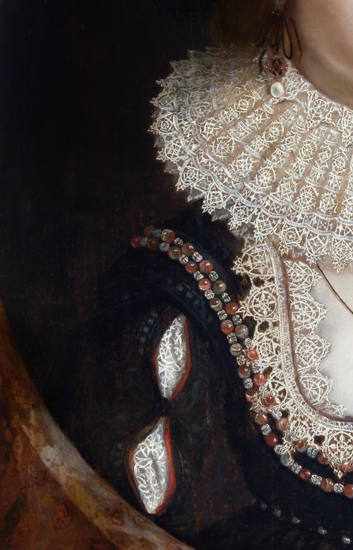 PORTRAIT OF A LADY MARY HAMMOND IN SUMPTUOUS ATTIRE JEWELS AND LACE C161822 CIRCLE OF CORNELIUS JOHNSON 15931661 OIL ON PANEL PAINTING - ADDITIONAL PHOTO 7