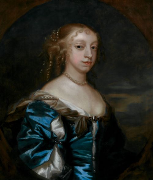 PORTRAIT OF LADY DIANA BRUCE DUCHESS OF RUTLAND IN A BLUE DRESS WITH CUT SLEEVES C16601670 OIL ON CANVAS PAINTING - ADDITIONAL PHOTO 5