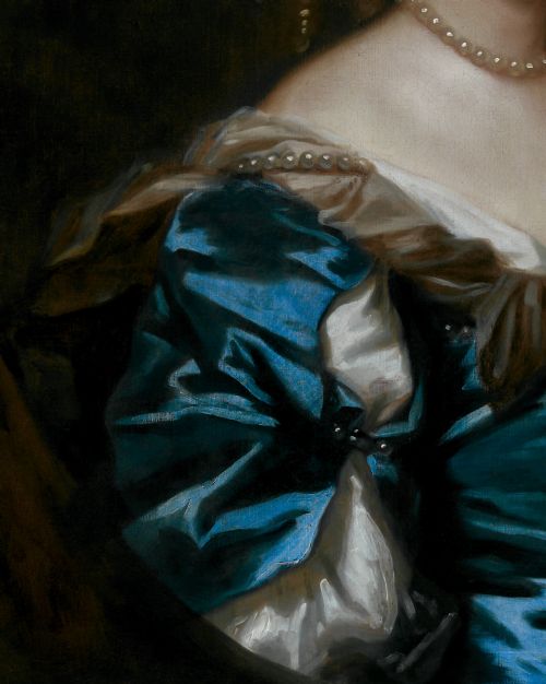 PORTRAIT OF LADY DIANA BRUCE DUCHESS OF RUTLAND IN A BLUE DRESS WITH CUT SLEEVES C16601670 OIL ON CANVAS PAINTING - ADDITIONAL PHOTO 8