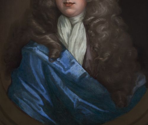 PORTRAIT OF A GENTLEMAN WITH PERIWIG AND BLUE CLOAK C16951710 ATTRIBUTED TO THOMAS MURRAY 16631734 OIL ON CANVAS PAINTING - ADDITIONAL PHOTO 5