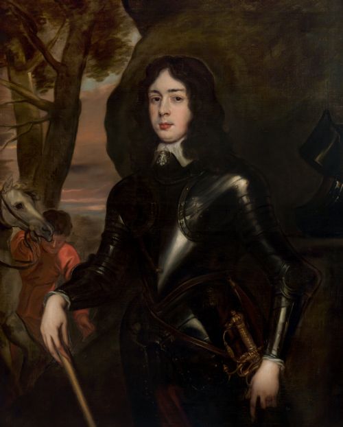 PORTRAIT OF A ROYALIST OFFICER IN ARMOUR WITH A HORSE AND GROOM BEYOND C16501665 FOLLOWER OF SIR ANTHONY VAN DYCK ANGLOFLEMISH SCHOOL 15991641 OIL ON CANVAS PAINTING - ADDITIONAL PHOTO 3