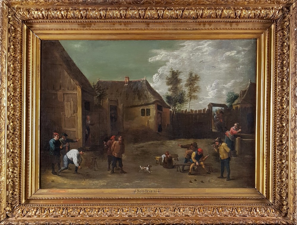 Figures Playing a Game of Bowls, 18th Century; Follower of David Teniers (1610–1690)