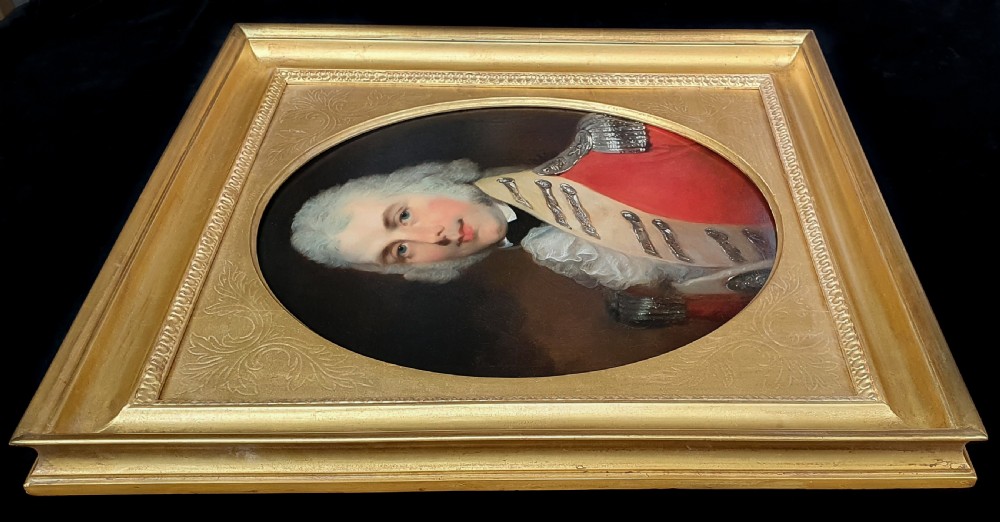 Portrait of a British Officer in a Scarlet Uniform c.1805; Circle of Sir William Beechey RA (1753-1839), Antique oil on canvas painting View VI