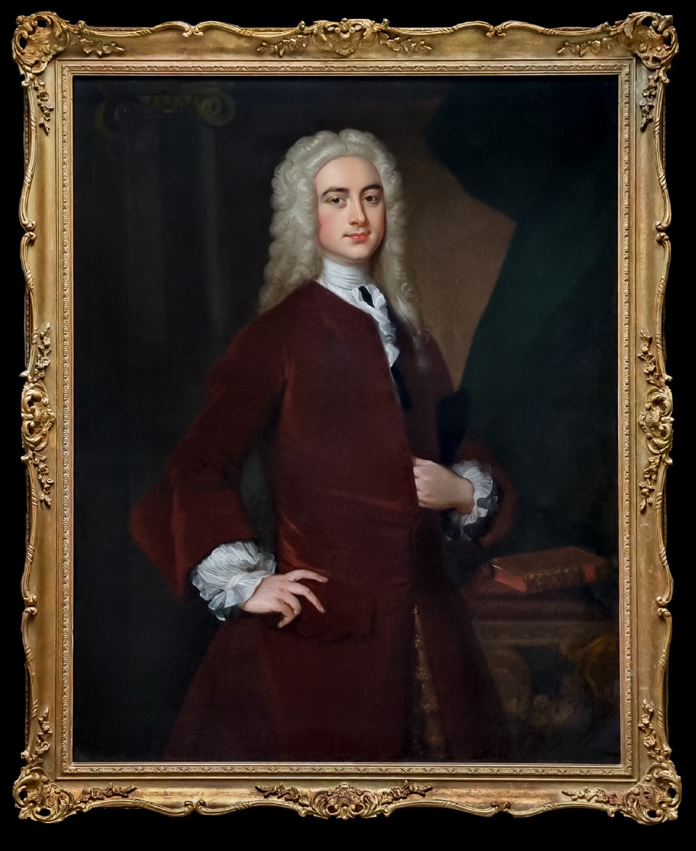 Portrait of a Gentleman, Townsend Andrews c.1725; Circle of Thomas Hudson (1701-1779), Antique oil on canvas painting 