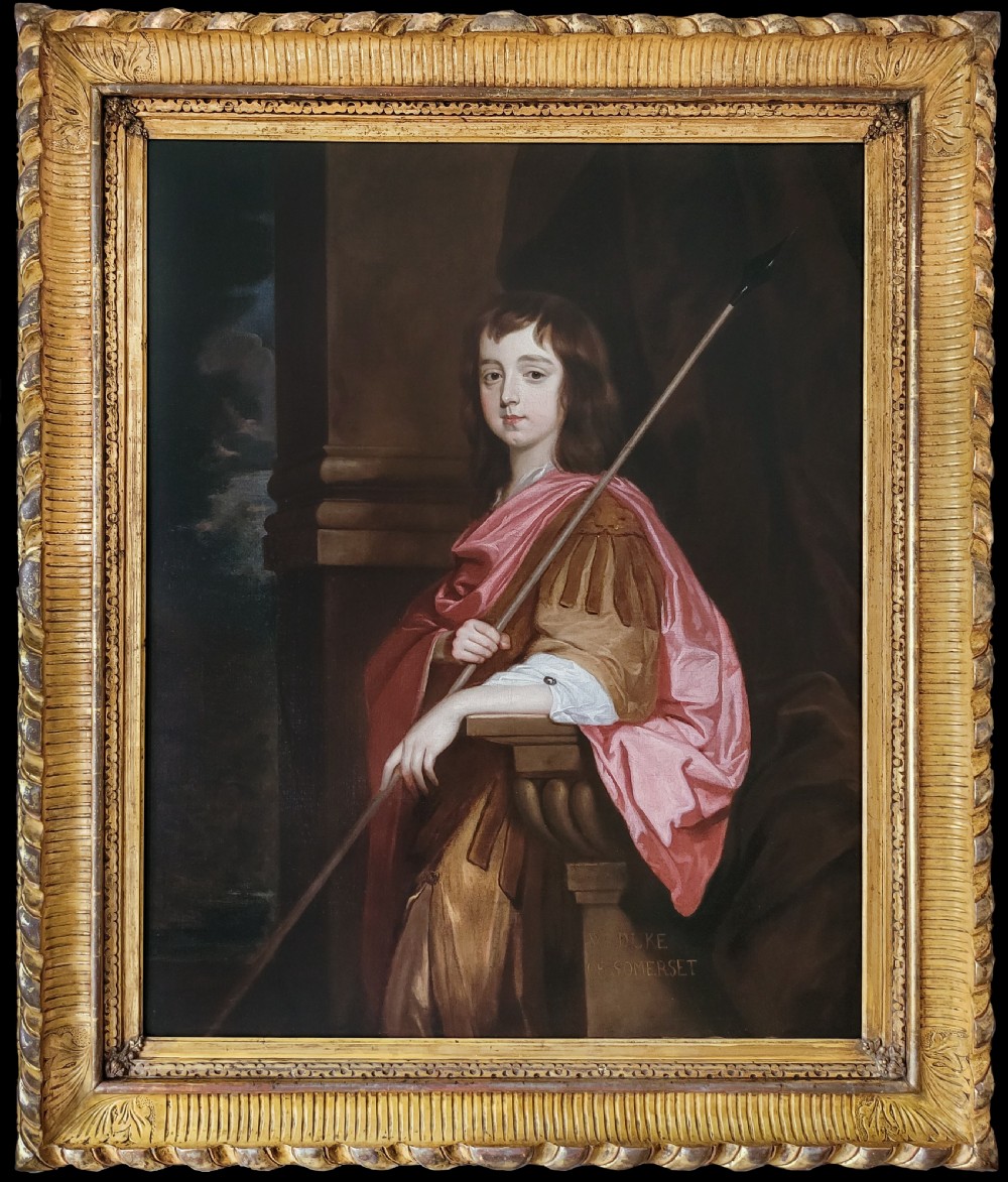 Portrait of a Gentleman, William Seymour, 3rd Duke of Somerset (1652-1671) c.1658/60; Studio of Sir Peter Lely (1618-1680), Antique oil on canvas painting
