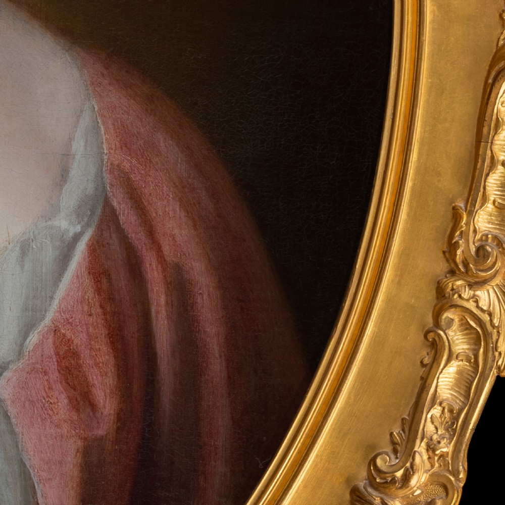 c.1720 Portrait of a Lady in a Red Silk Dress; Circle of Jonathan Richardson (1667-1745), Antique oil on canvas painting View IX