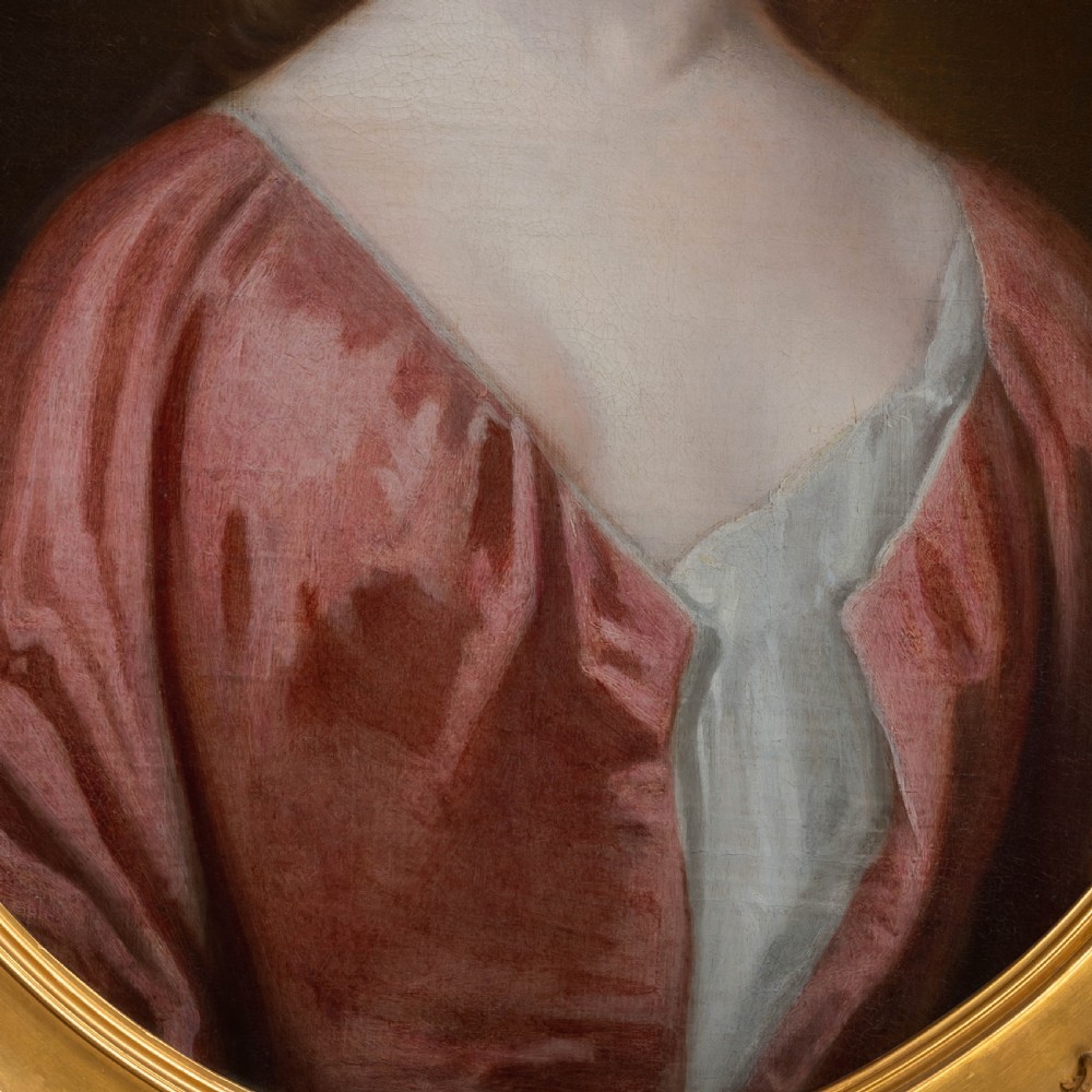c.1720 Portrait of a Lady in a Red Silk Dress; Circle of Jonathan Richardson (1667-1745), Antique oil on canvas painting View X