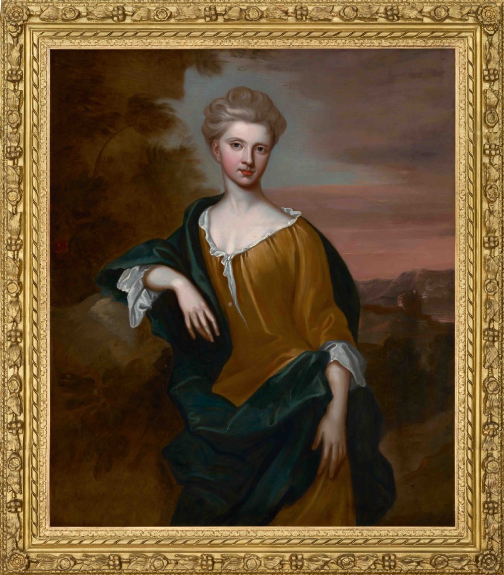 c.1700 Portrait of Margaret Broun, Lady Colstoun, Ancient UK Manor House Provenance; Circle of Godfrey Kneller, Oil on canvas painting