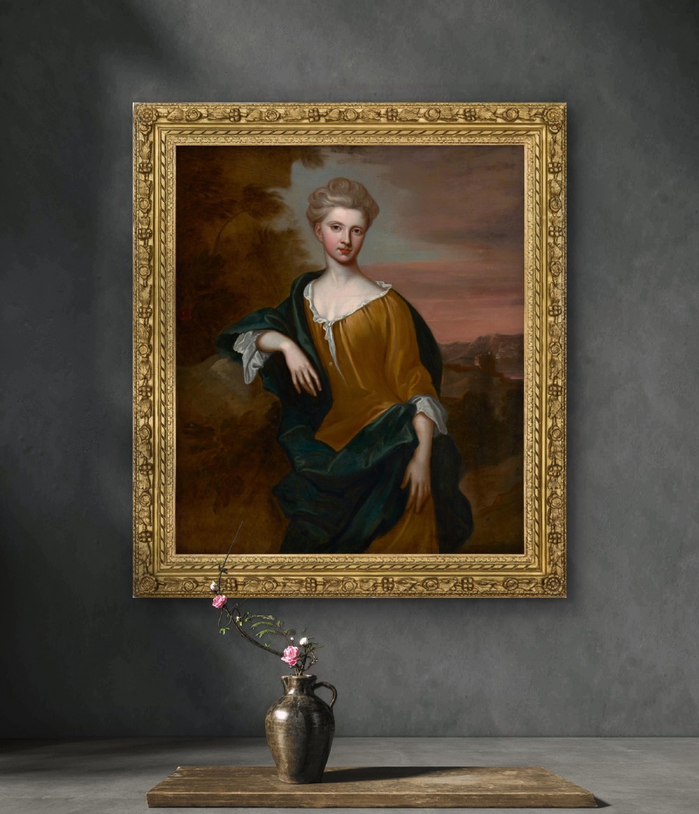c.1700 Portrait of Margaret Broun, Lady Colstoun, Ancient UK Manor House Provenance; Circle of Godfrey Kneller, Oil on canvas painting View II