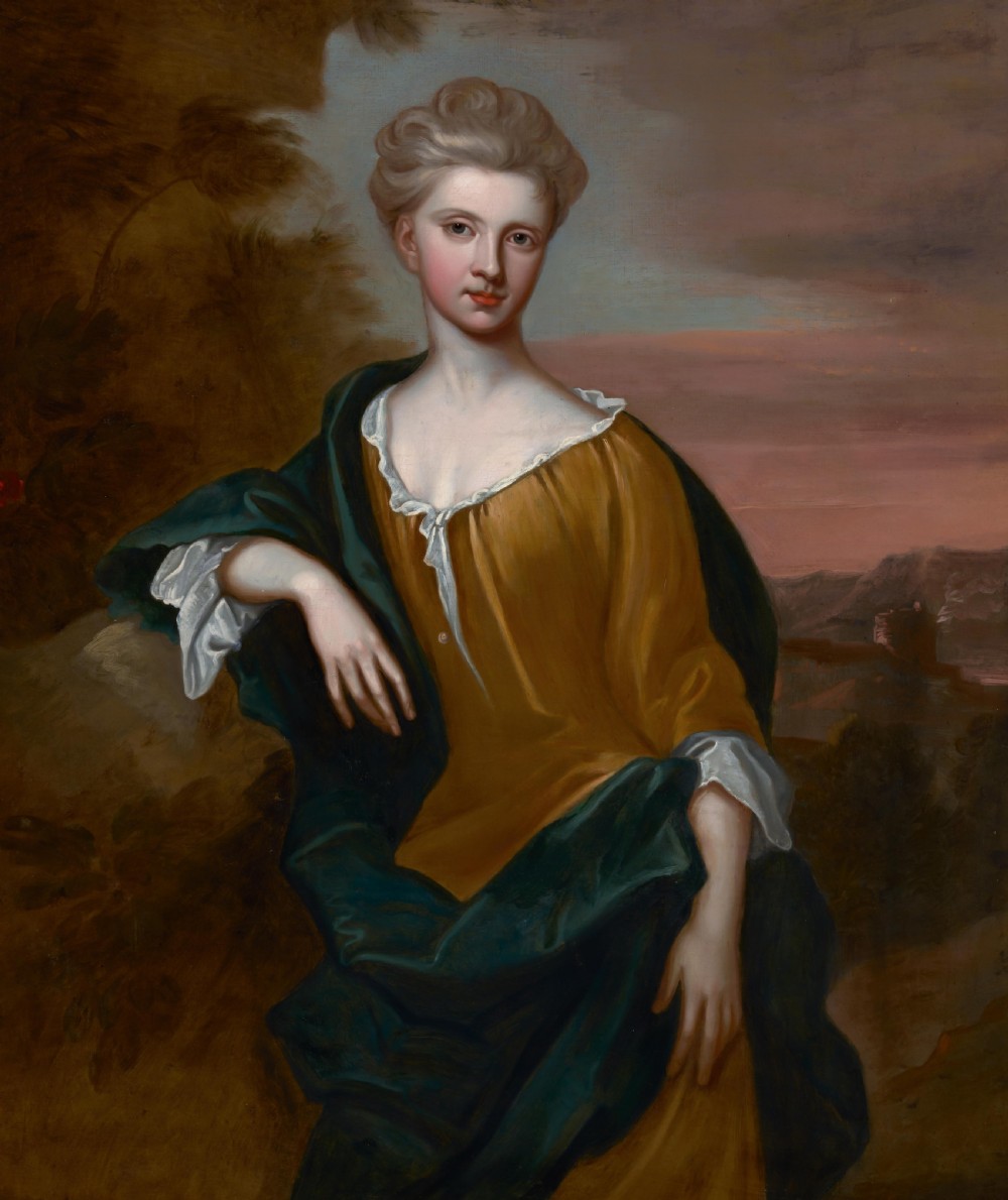 c.1700 Portrait of Margaret Broun, Lady Colstoun, Ancient UK Manor House Provenance; Circle of Godfrey Kneller, Oil on canvas painting View III
