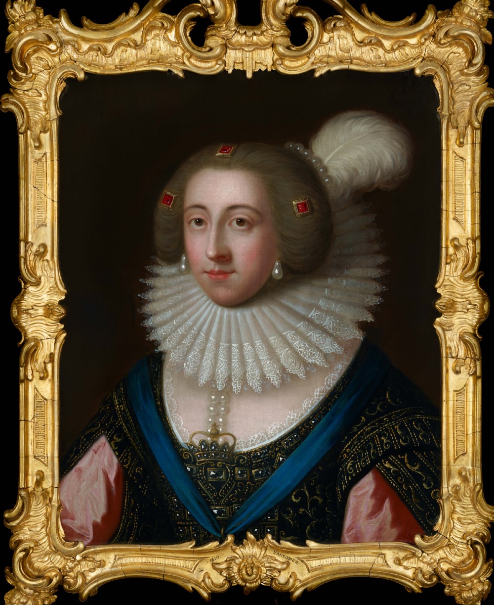 Portrait of Elizabeth, Queen of Bohemia & Electress Palatine, Oil on canvas painting, Fine Gilded Frame; Manner of Paul van Somer (c.1576-1621)
English School View IV