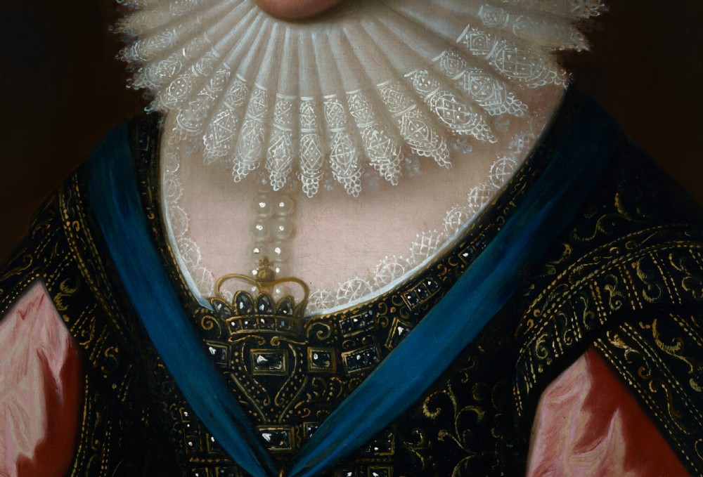 Portrait of Elizabeth, Queen of Bohemia & Electress Palatine, Oil on canvas painting, Fine Gilded Frame; Manner of Paul van Somer (c.1576-1621)
English School View VI